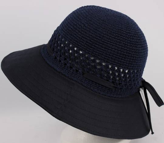 Plain crocheted cotton hat navy Style: HS/9050